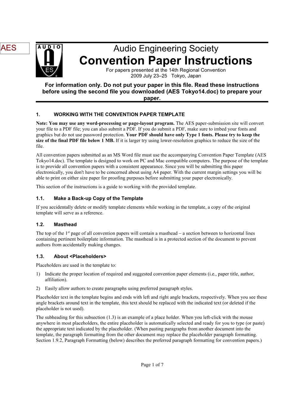 1.Working with the Convention Paper Template