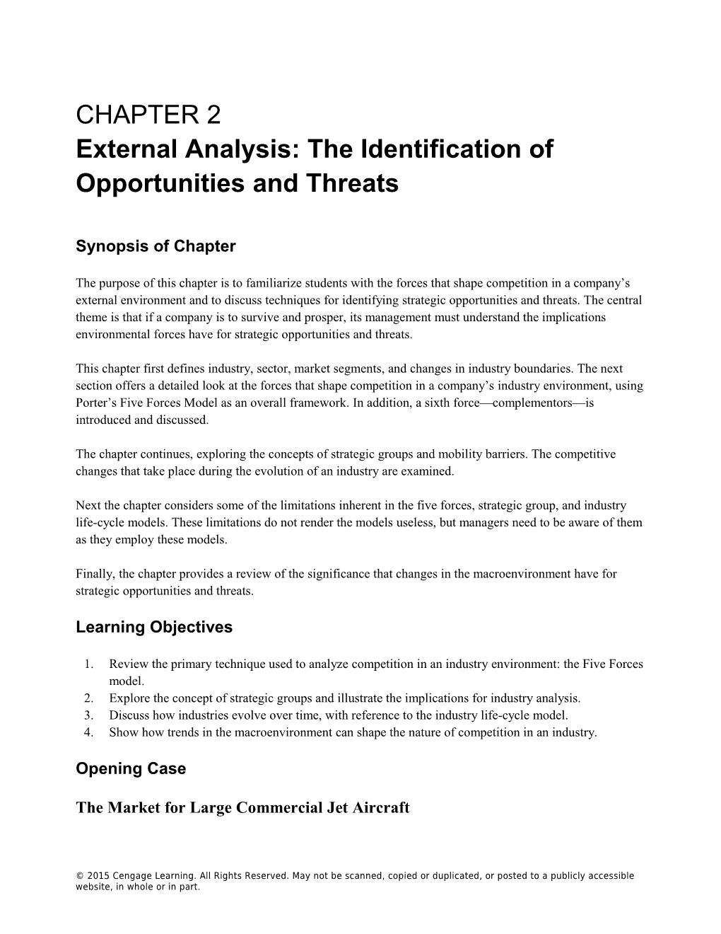 Chapter 2: External Analysis: the Identification of Opportunities and Threats