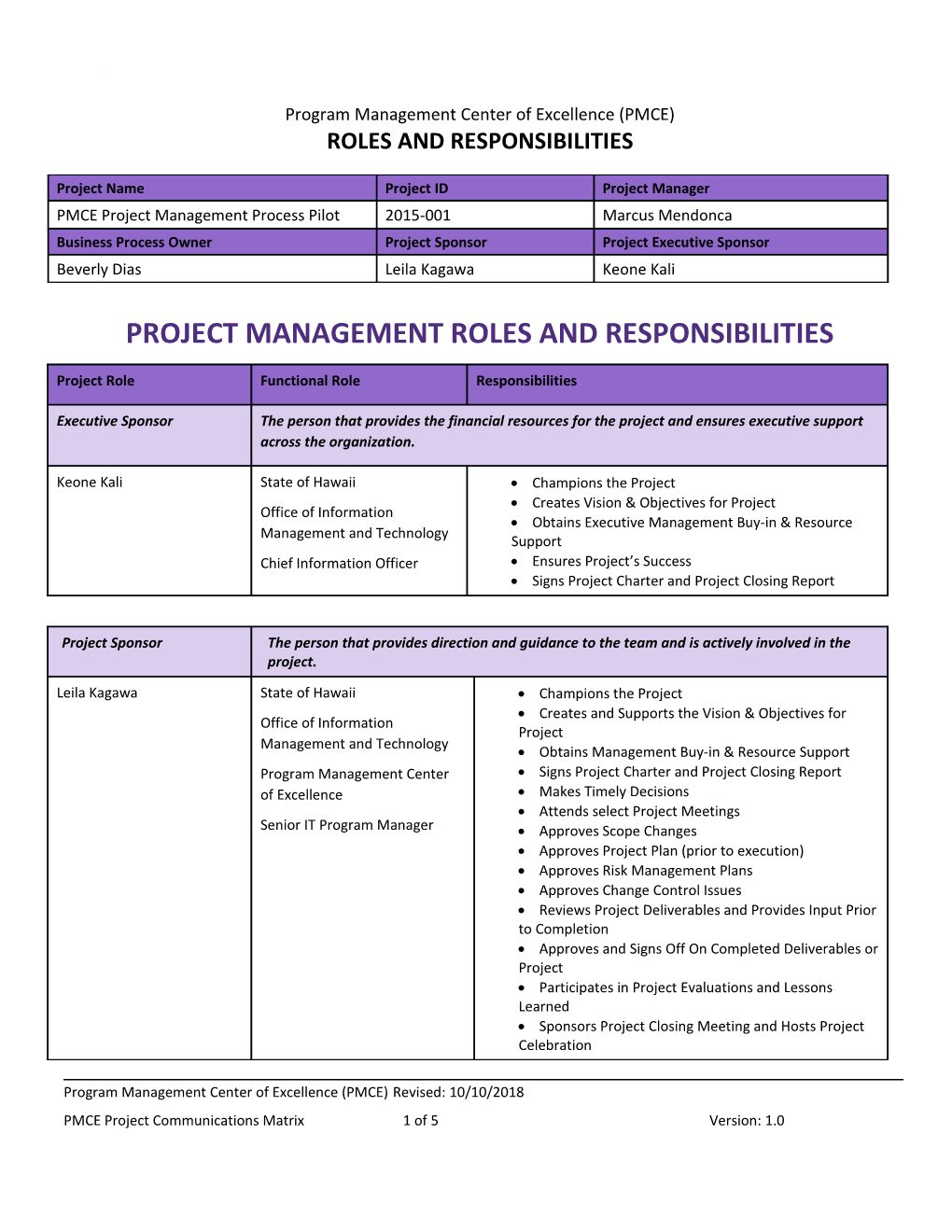 Project Management Roles and Responsibilities