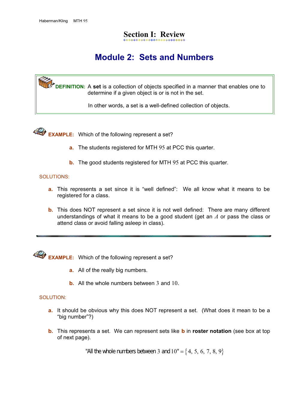 Module 2: Sets and Numbers