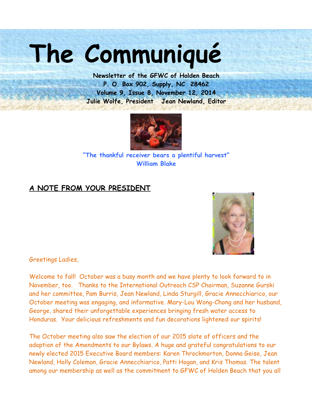 Newsletter of the GFWC of Holden Beach