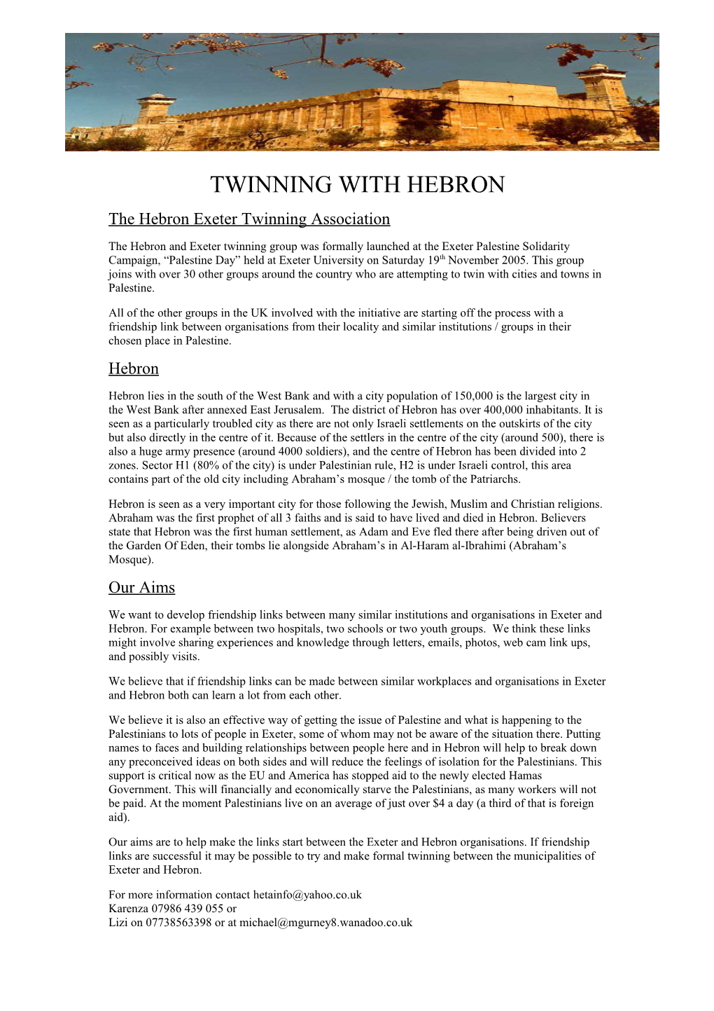 Twinning with Hebron