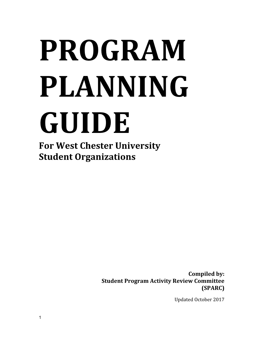 WELCOME to the Program Planning Guide