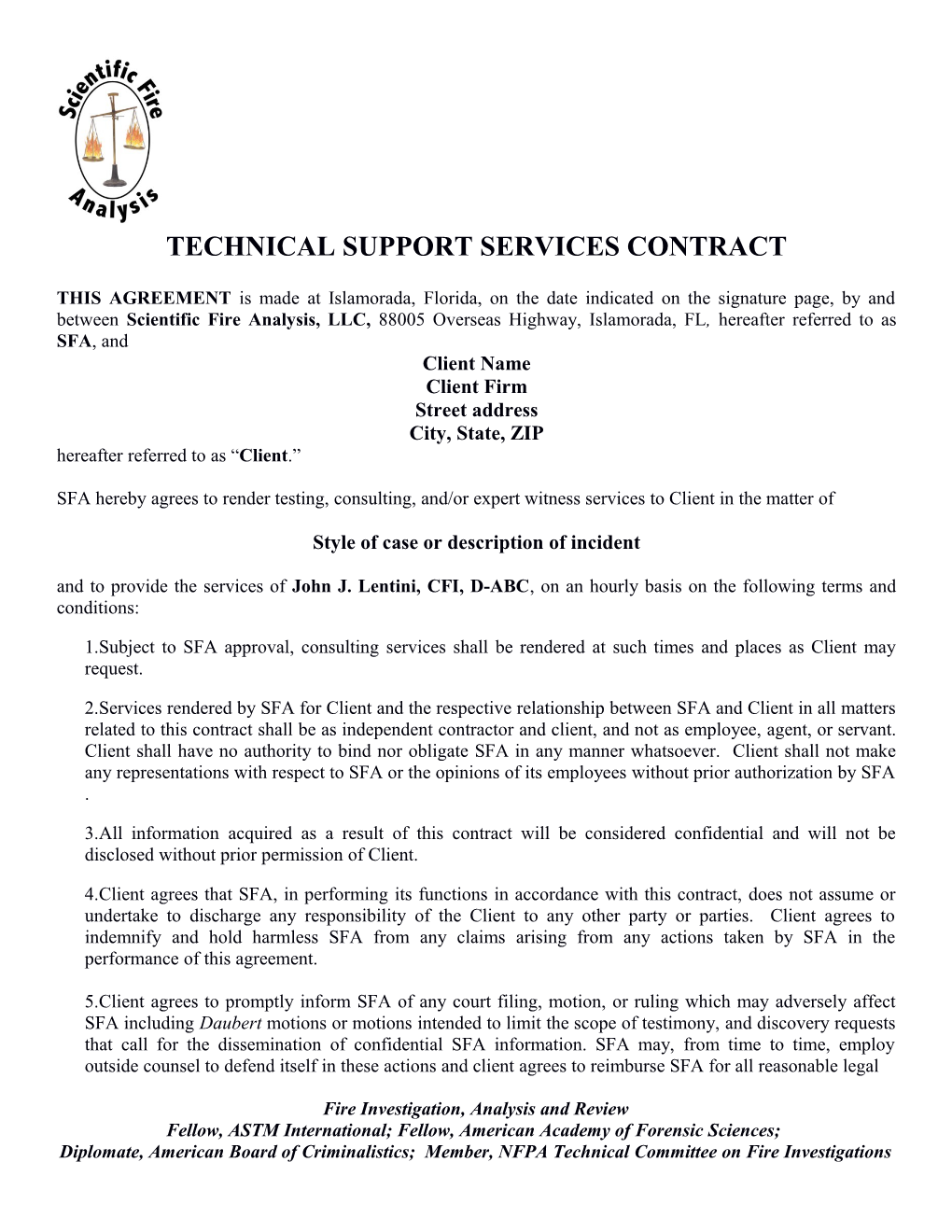 Technical Support Services Contract