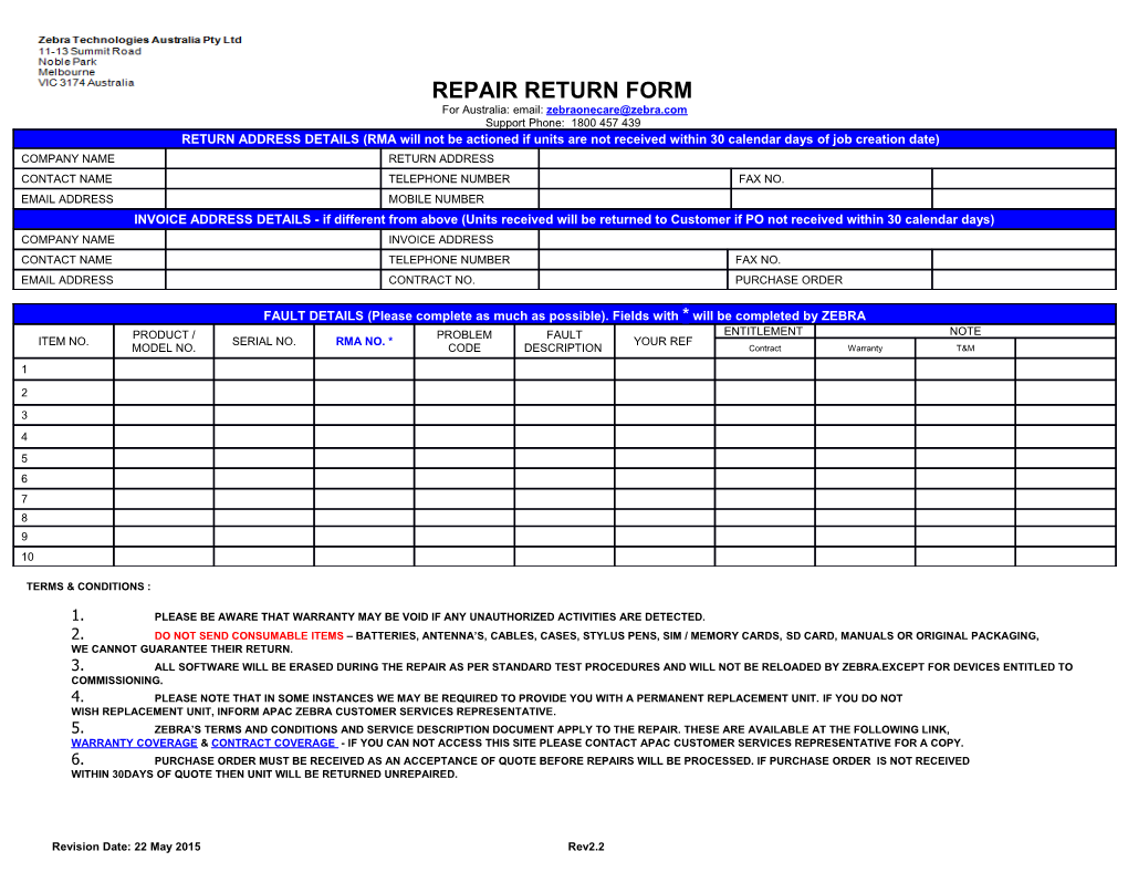 REPAIR RETURN FORM Rev 4.8