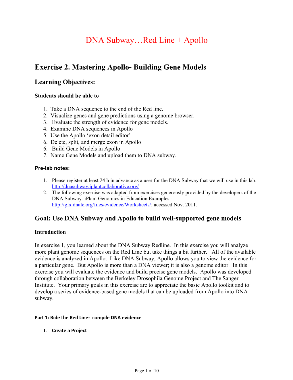 Exercise 2. Mastering Apollo- Building Gene Models