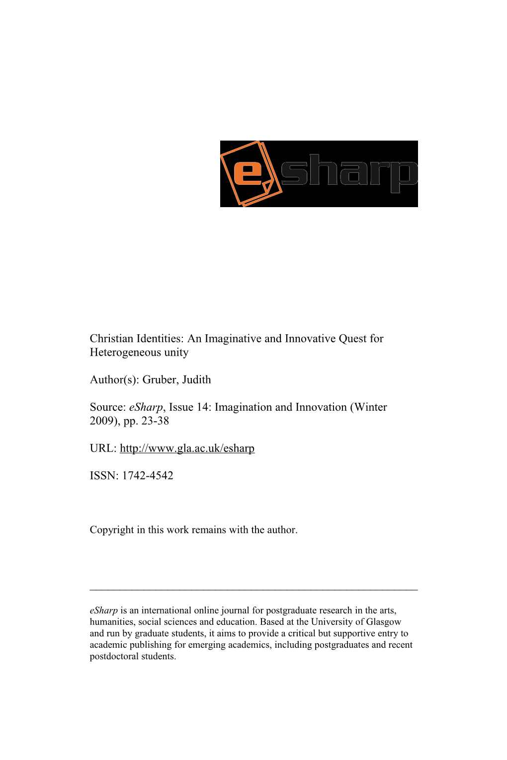 Esharp Issue 14: Imagination and Innovation