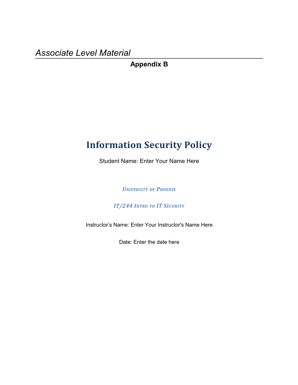 IT/244 Information Security Policy