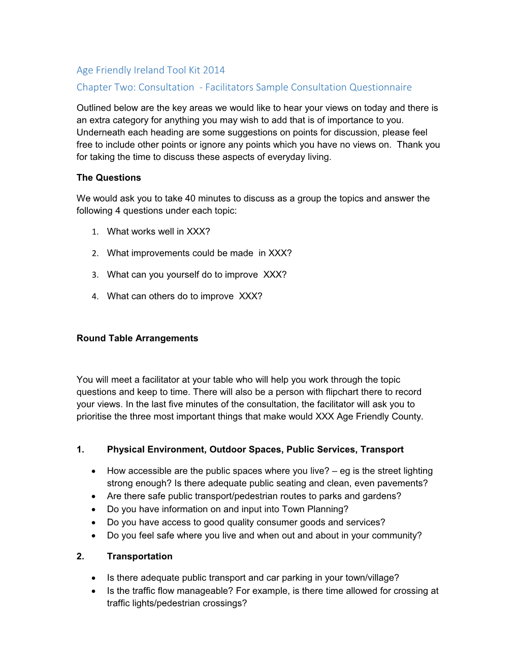 Age Friendly Ireland Tool Kit 2014