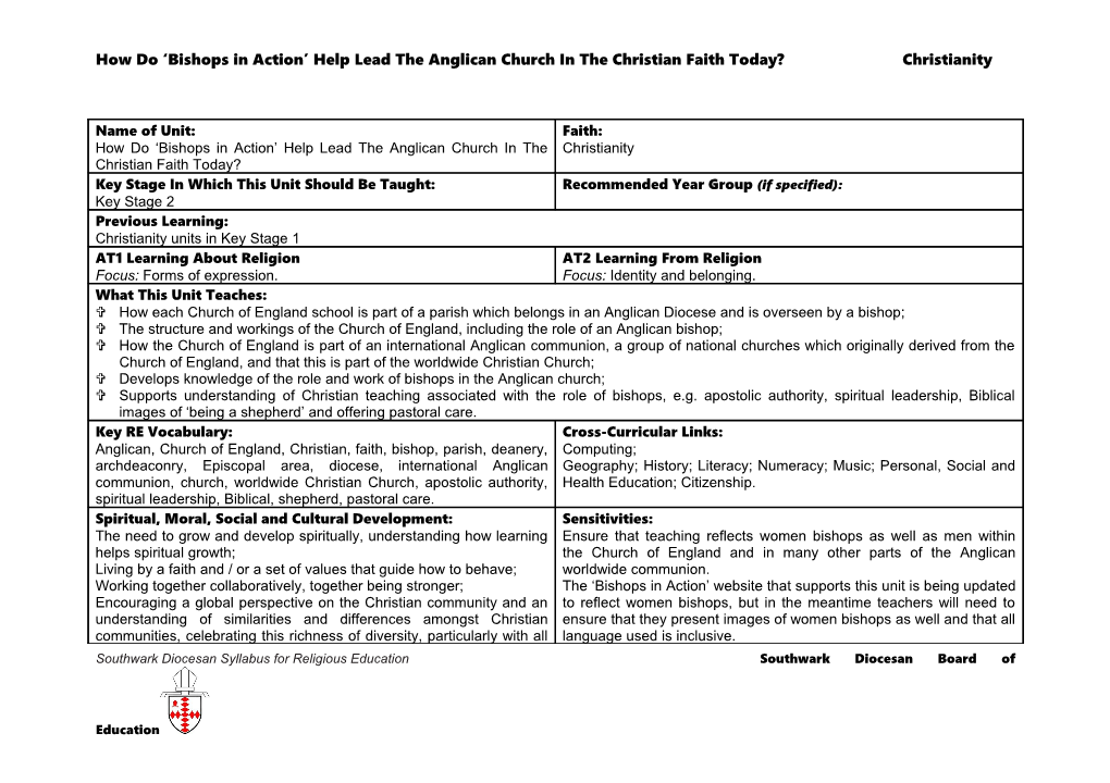 How Do 'Bishops in Action' Help Lead the Anglican Church in the Christian Faith Today?