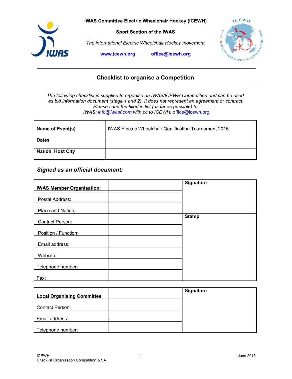 International Committee Electric Wheelchair Hockey