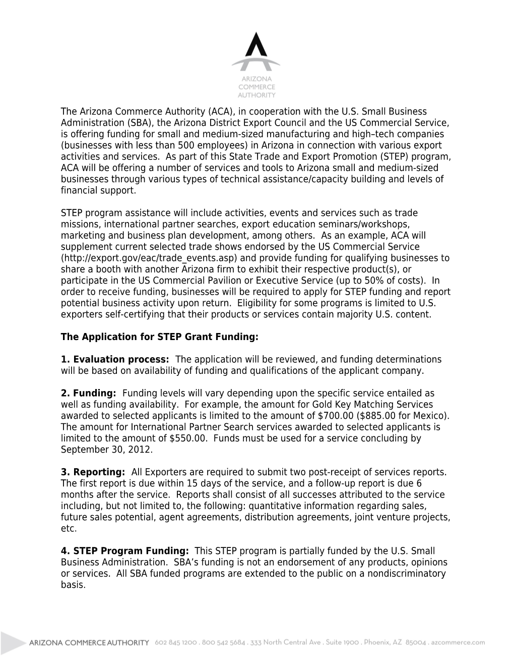 The Application for STEP Grant Funding