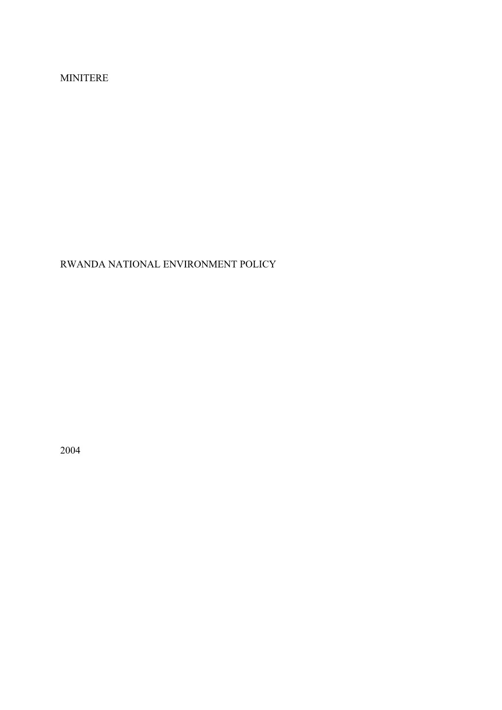 Rwanda National Environment Policy