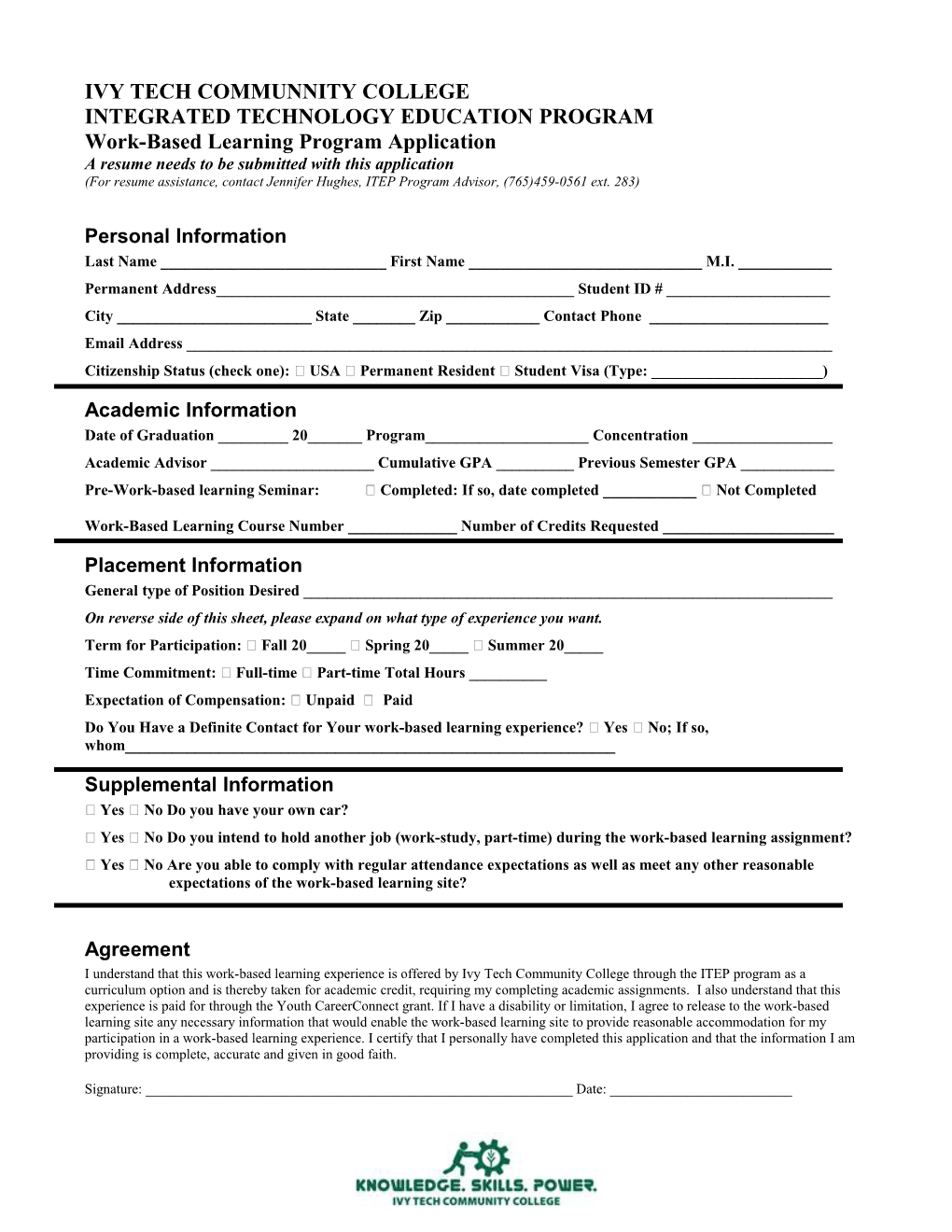 Internship Program Application Revised on 9/04/04