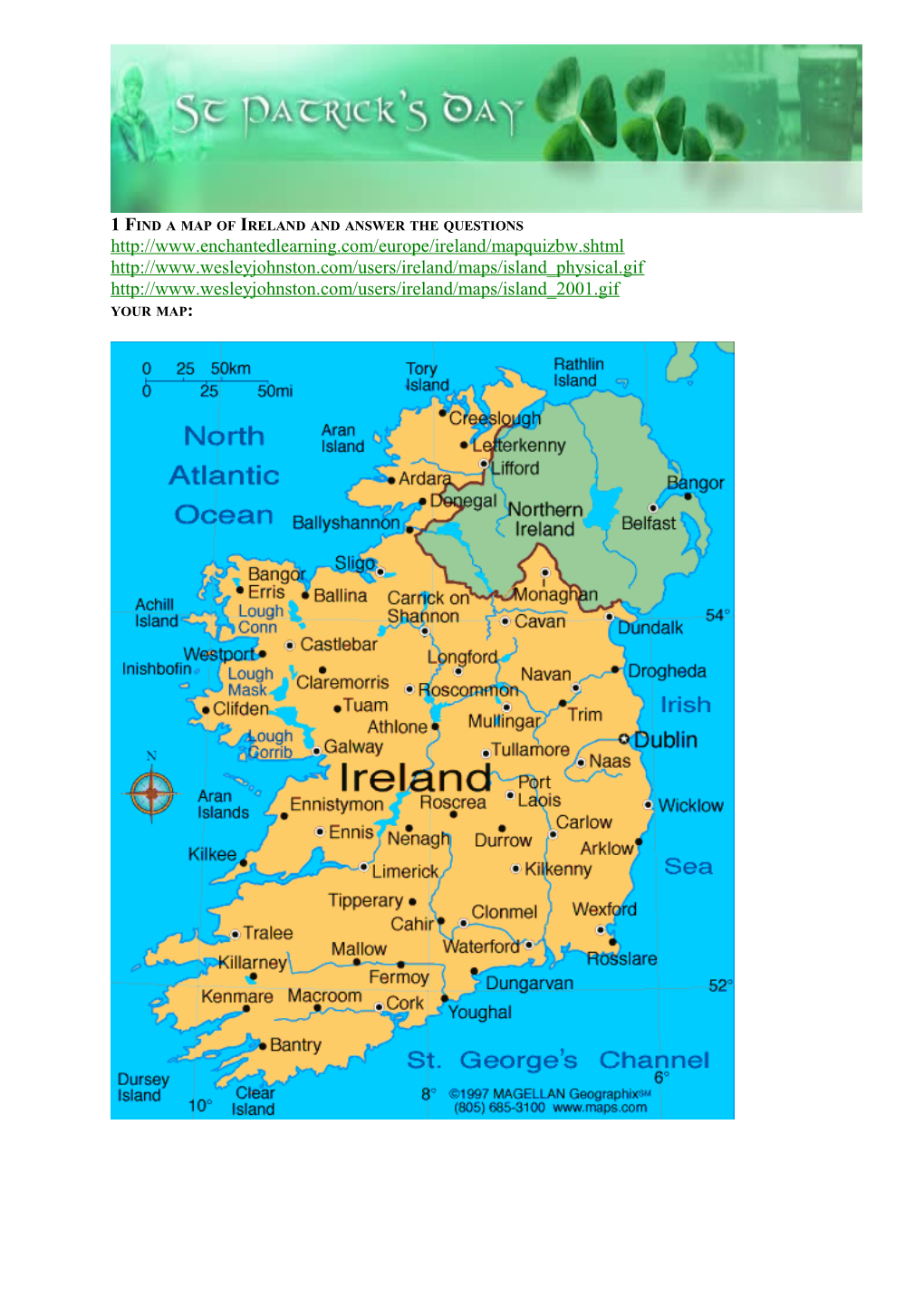 1 Find a Map of Ireland and Answer the Questions