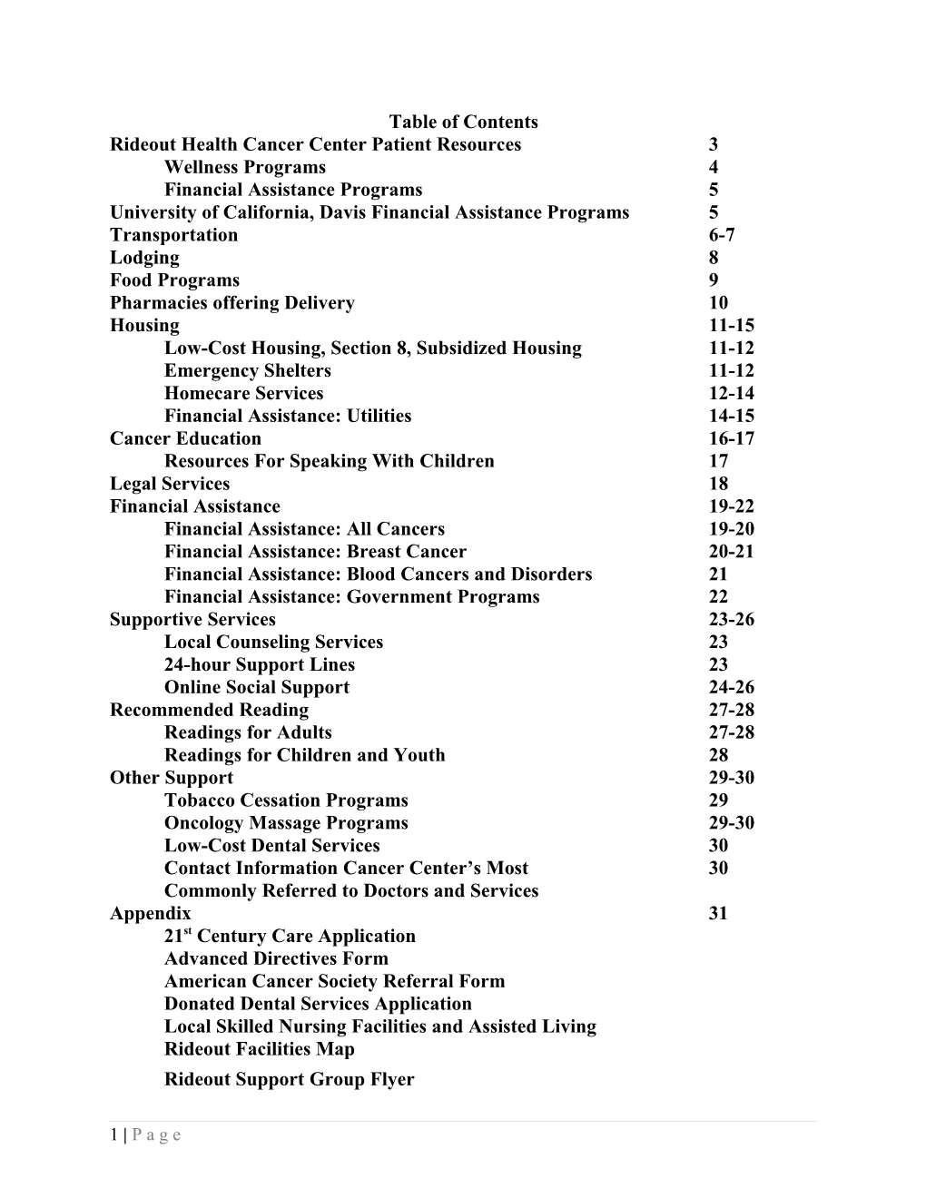 Rideout Health Cancer Center Patient Resources3