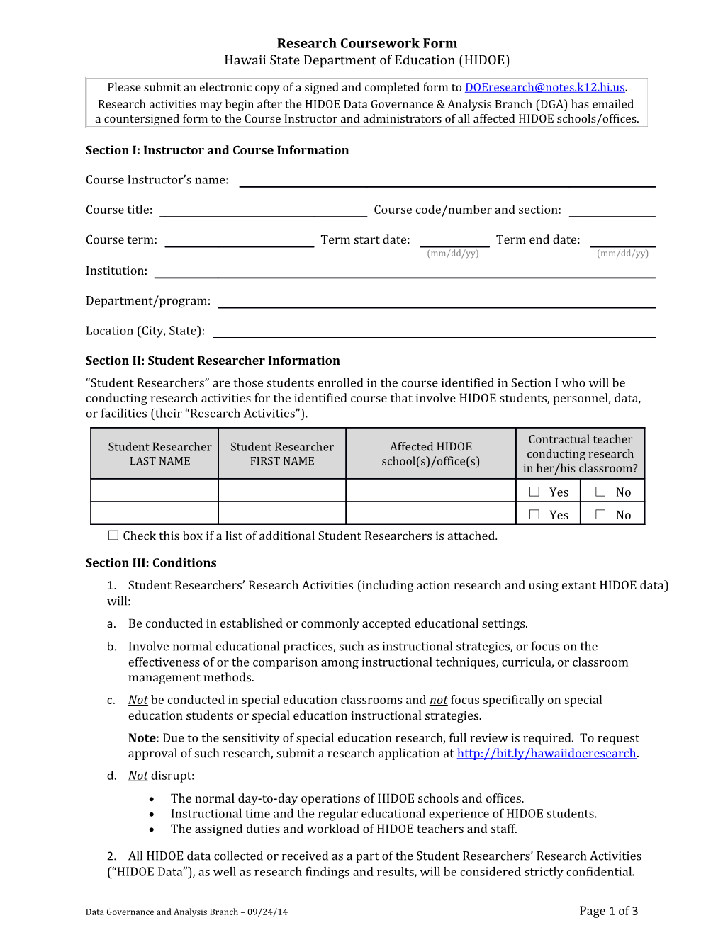 HIDOE Research Coursework Form