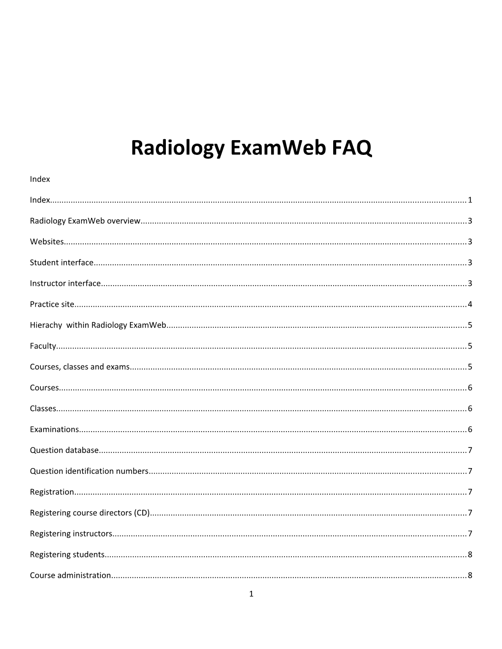 Radiology Examweb FAQ