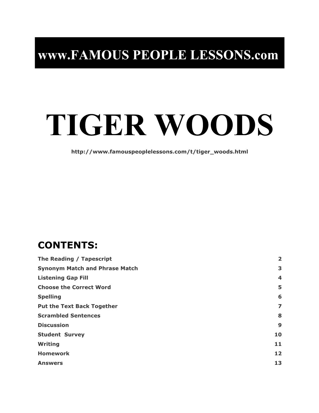 Famous People Lessons - Tiger Woods