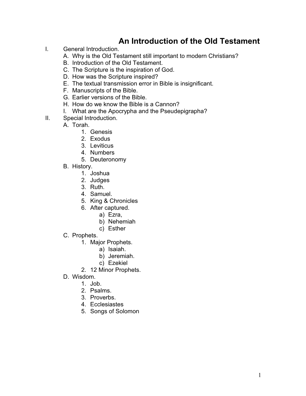 A Survey of Old Testament Introduction