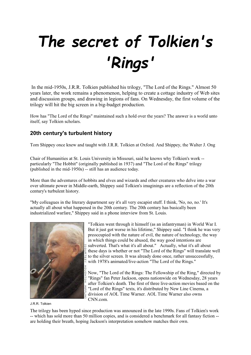 The Secret of Tolkien's 'Rings'