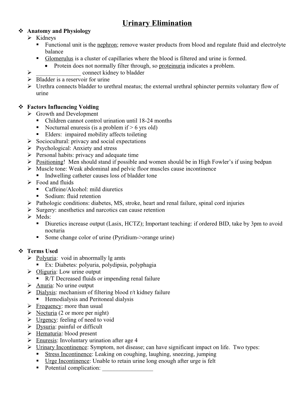 Urinary Elimination