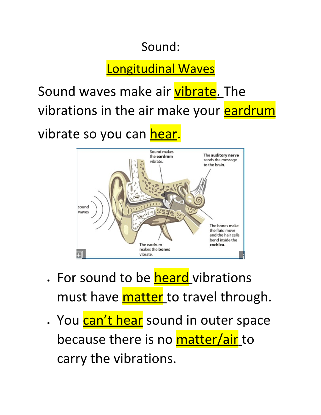 Sound Waves Make Air Vibrate. the Vibrations in the Air Make Your Eardrum