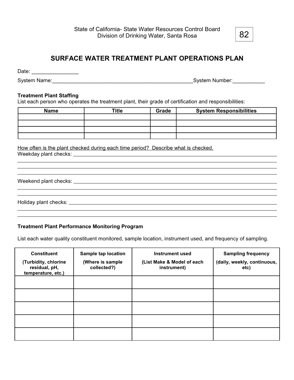SWS Operations Plan Form