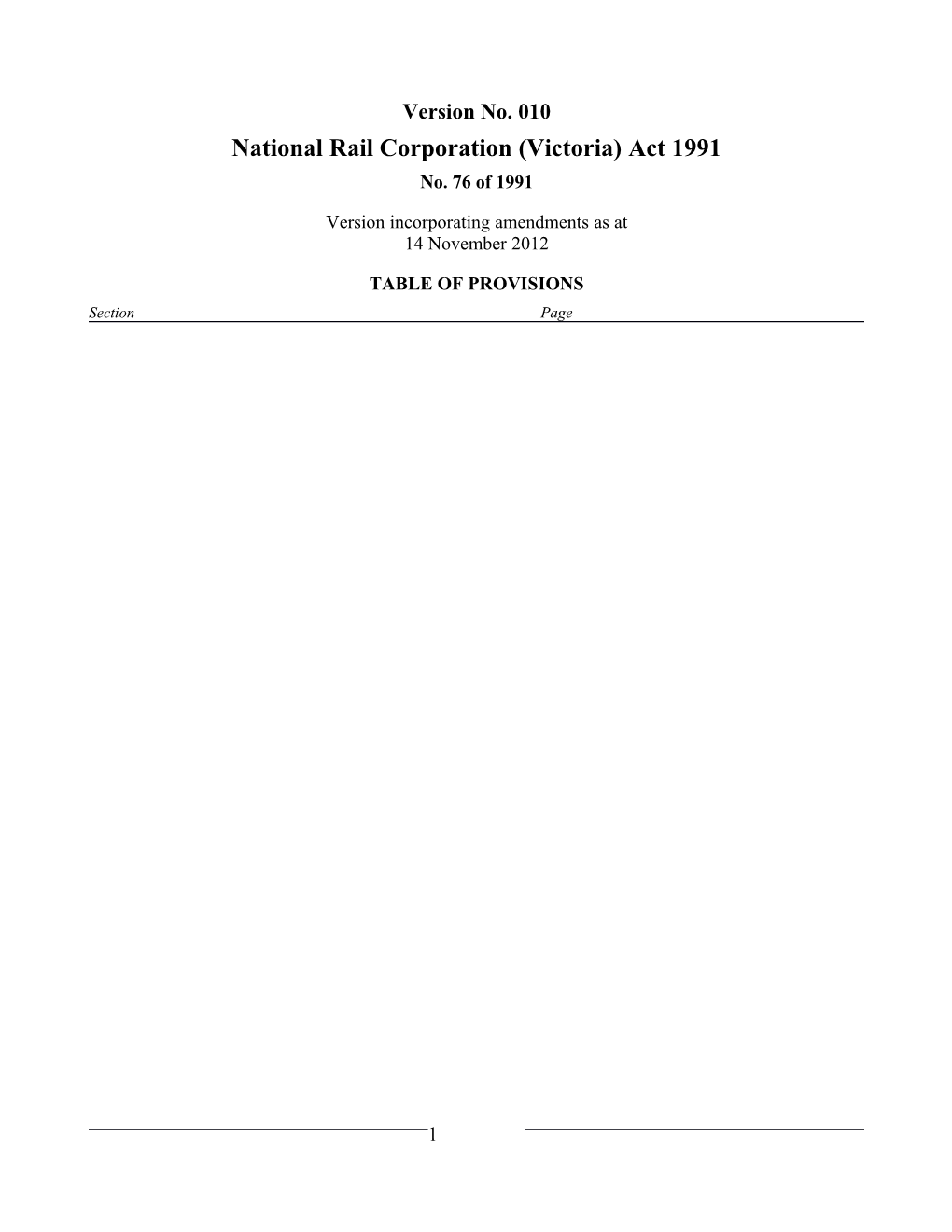 National Rail Corporation (Victoria) Act 1991