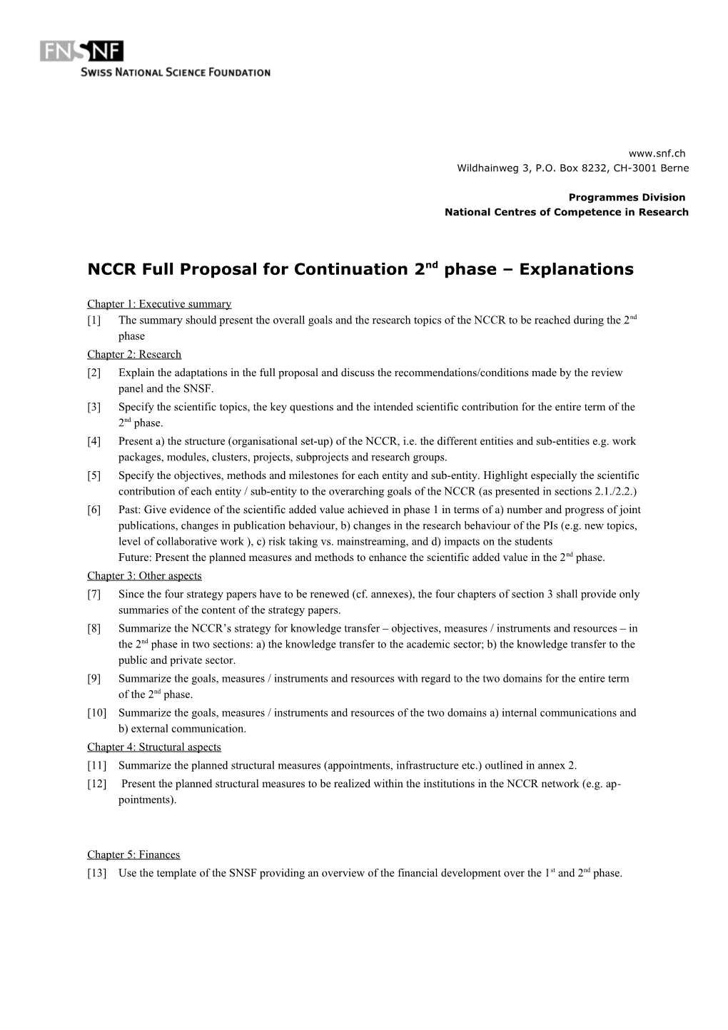 NCCR Coversheet Full Proposal Explanations Serie 3 and 2