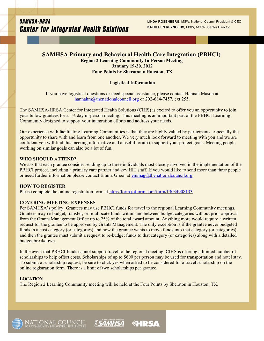 SAMHSA Primary and Behavioral Health Care Integration (PBHCI)