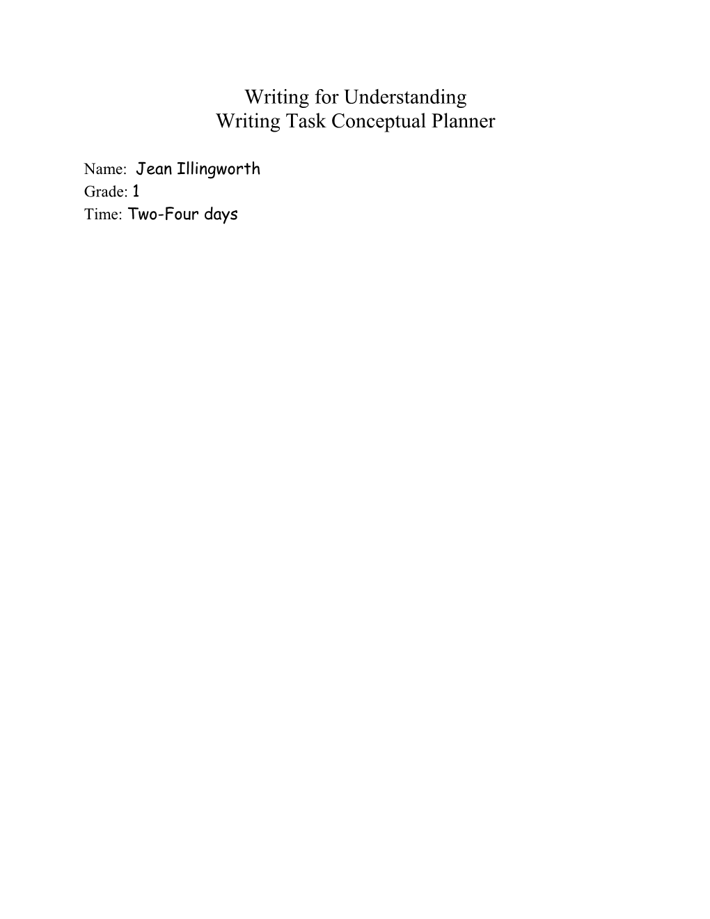 Writing Task Conceptual Planner