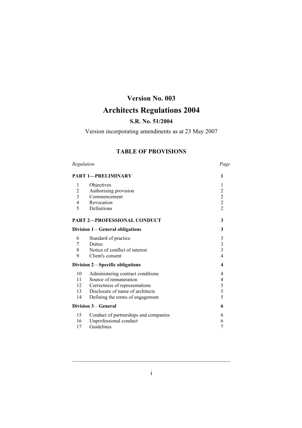 Architects Regulations 2004