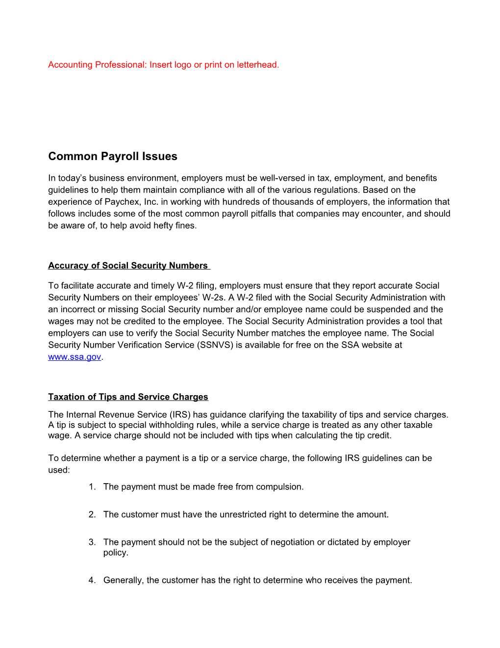 2015 Common Payroll Issues