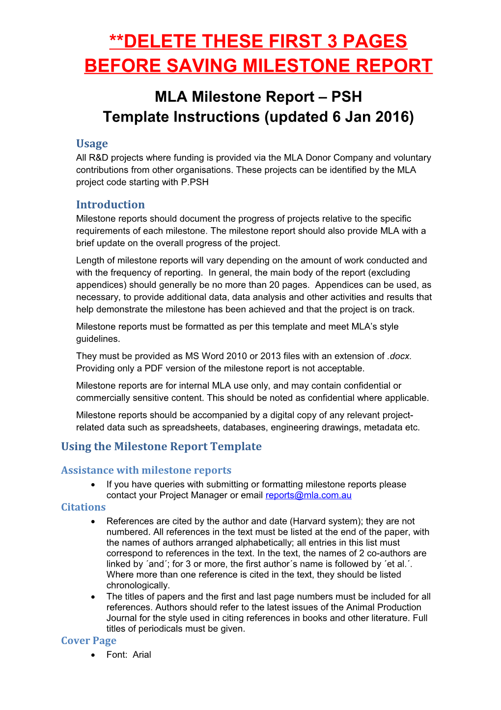 MLA Donor Company Milestone Template - PSH