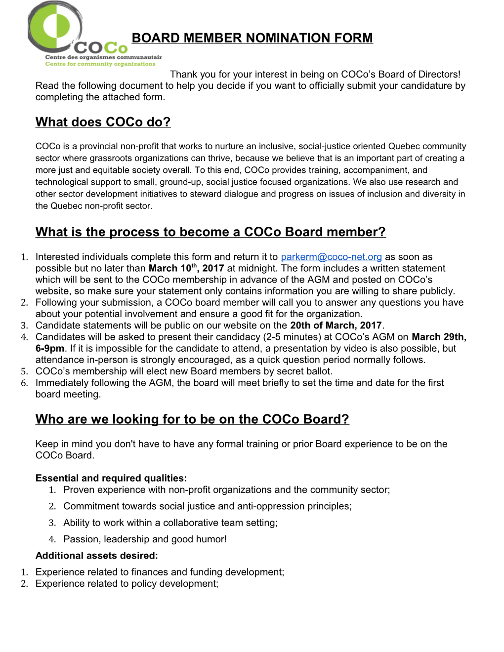 What Is the Process to Become a Coco Board Member?