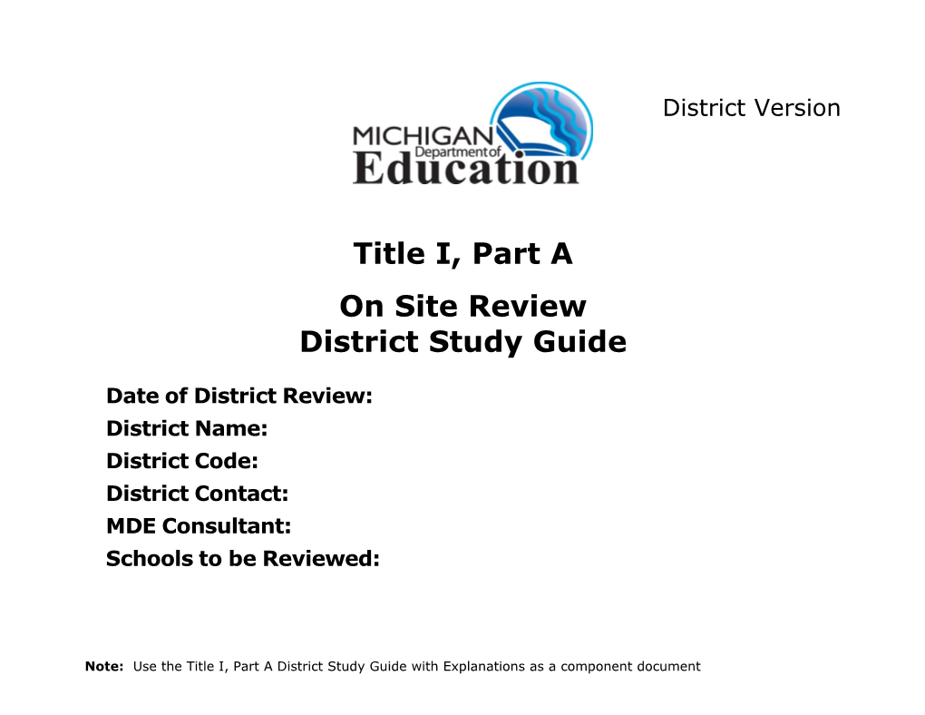 District Study Guide