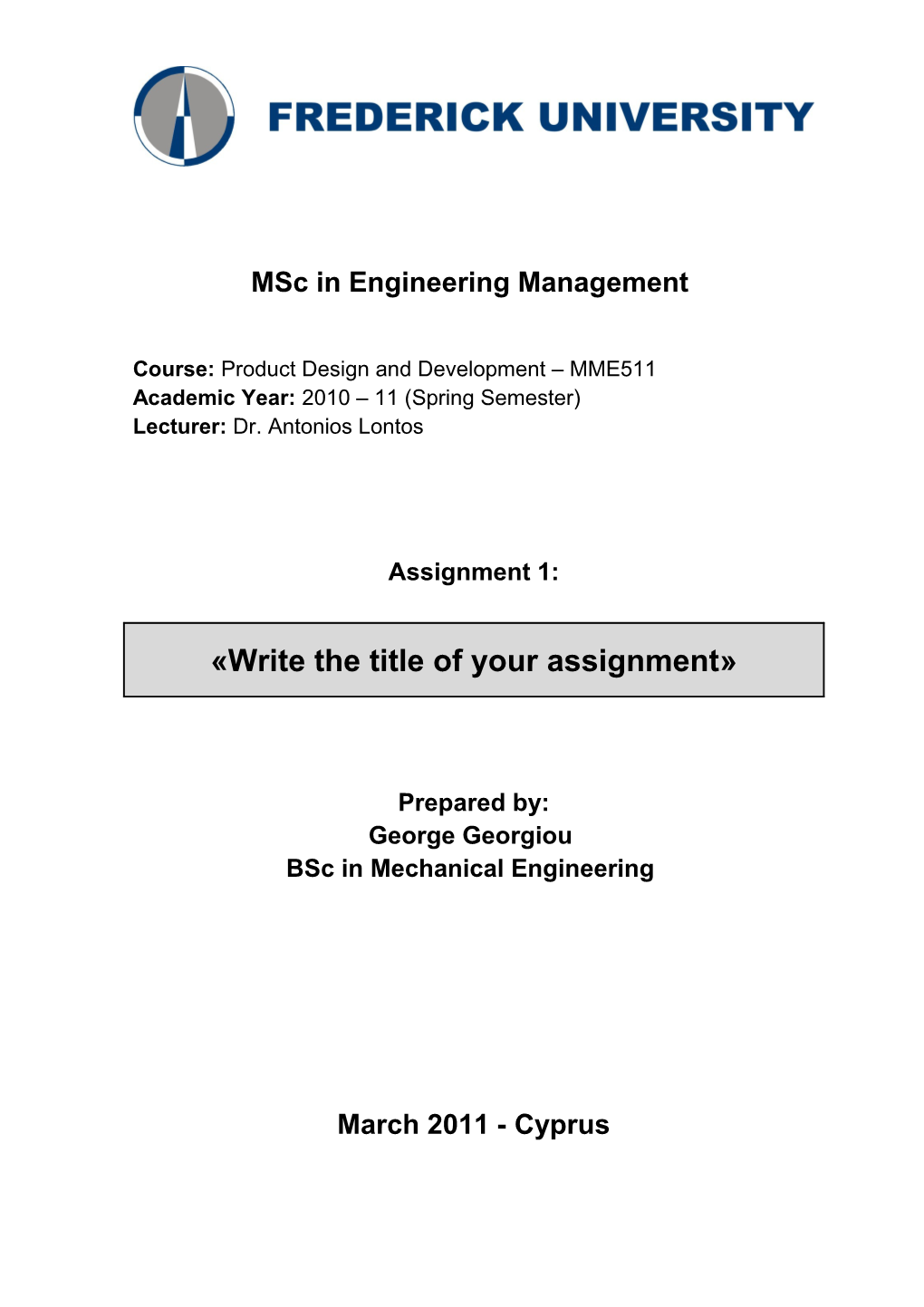Msc in Engineering Management