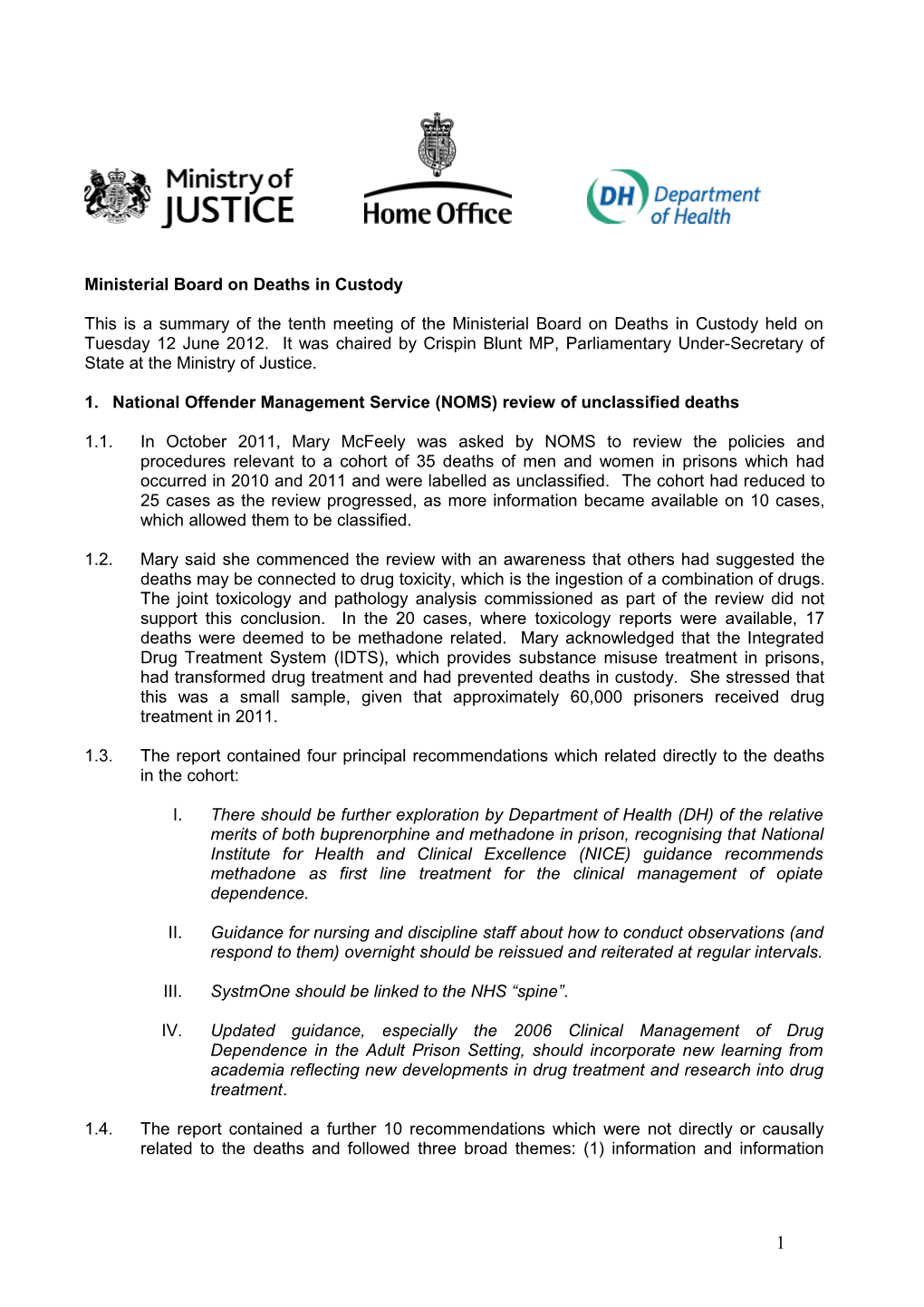 Ministerial Board on Deaths in Custody