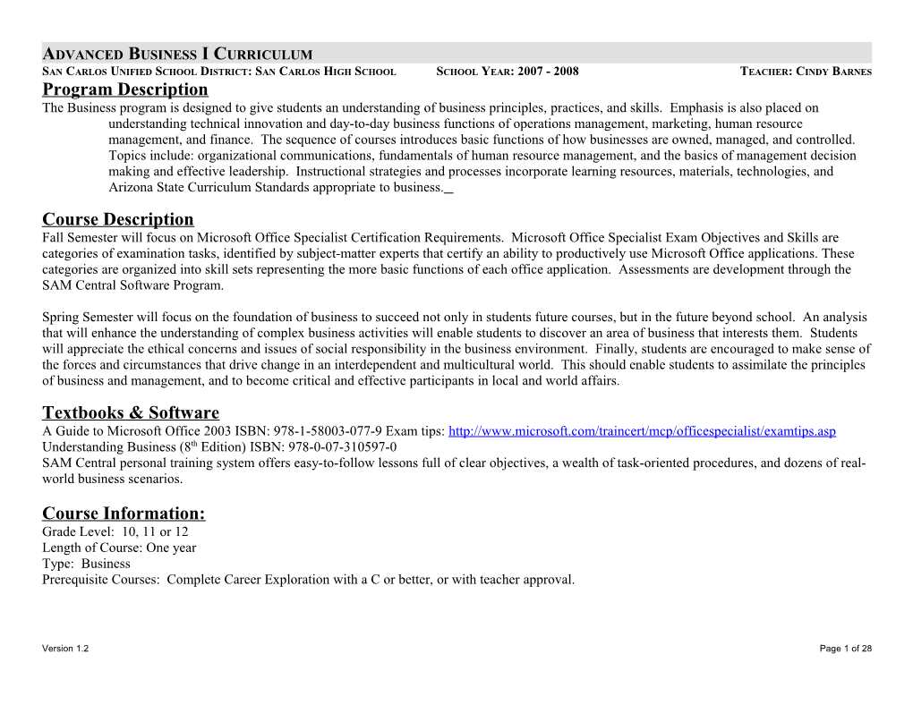 Curriculum Map - Integrated Topics