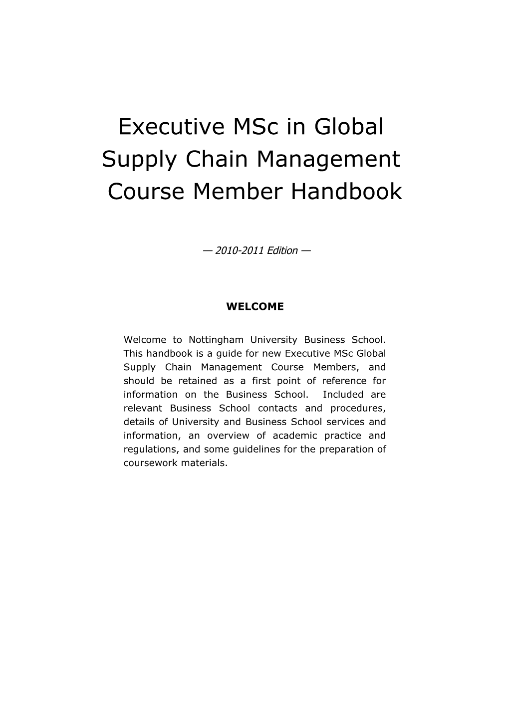 Executive Msc in Global