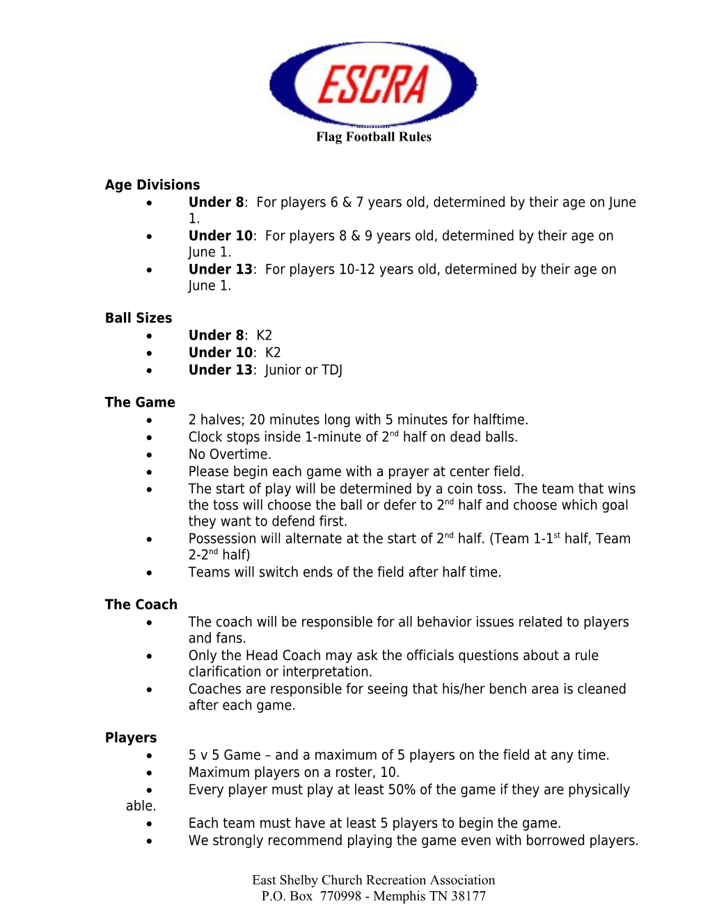 Under 6 Soccer Modified Rules 2003 (Page 1)