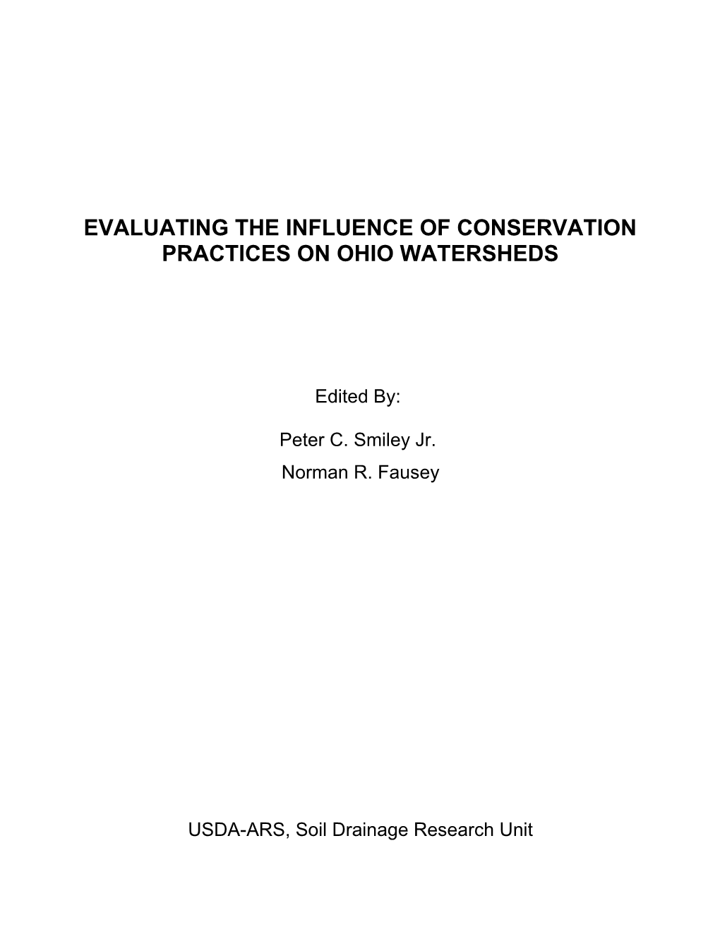 Symposium Title: Evaluating the Influence of Conservation Practices on Ohio Watersheds