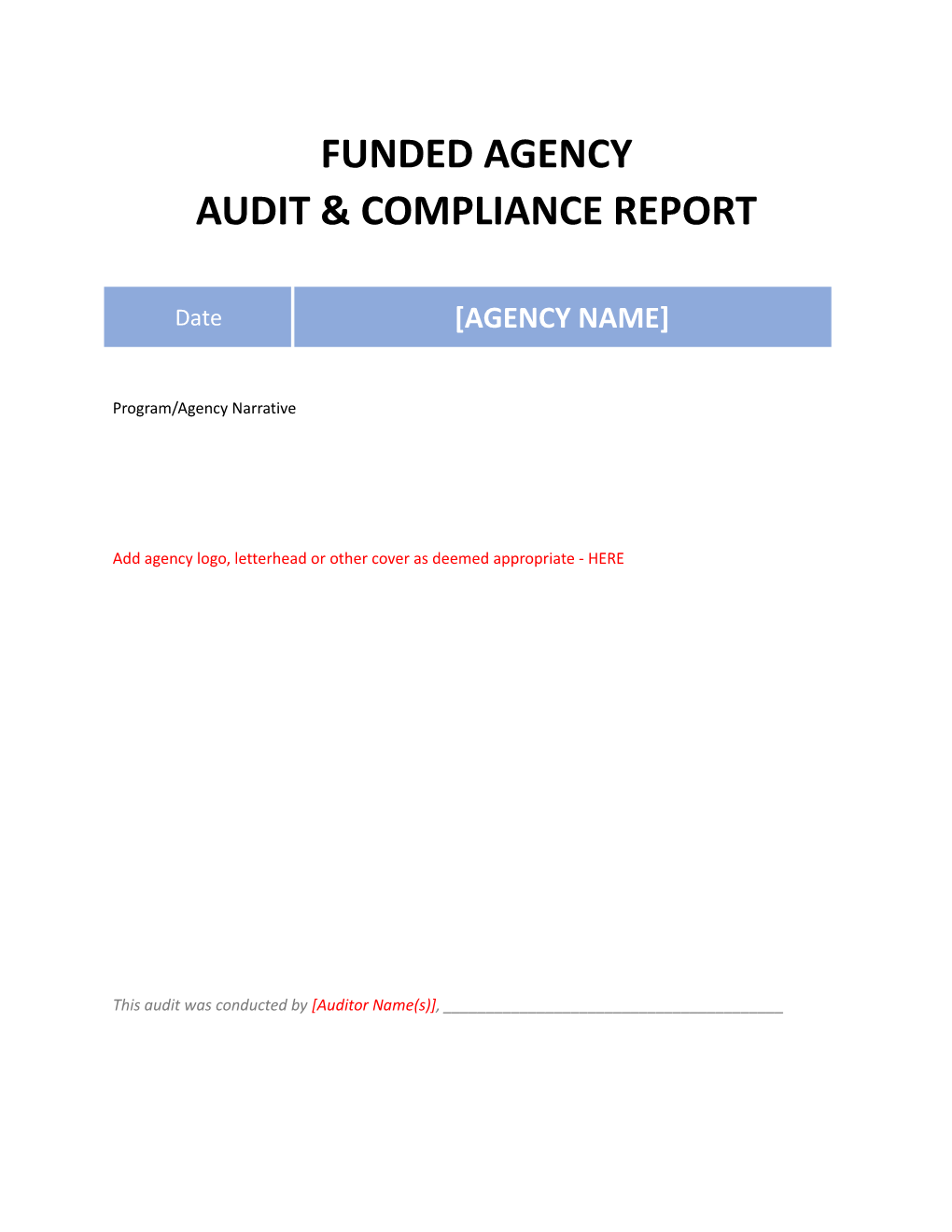 Funded Agency Audit & Compliance Report