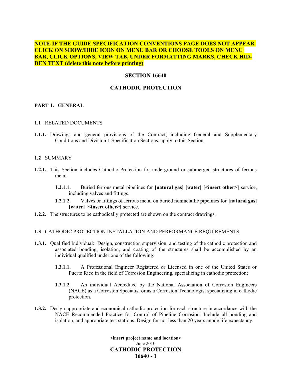 Section 16640 - Cathodic Protection