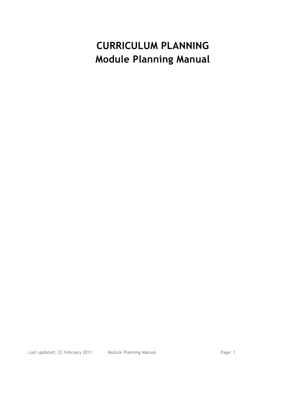 SECTION 1: About Module Planning