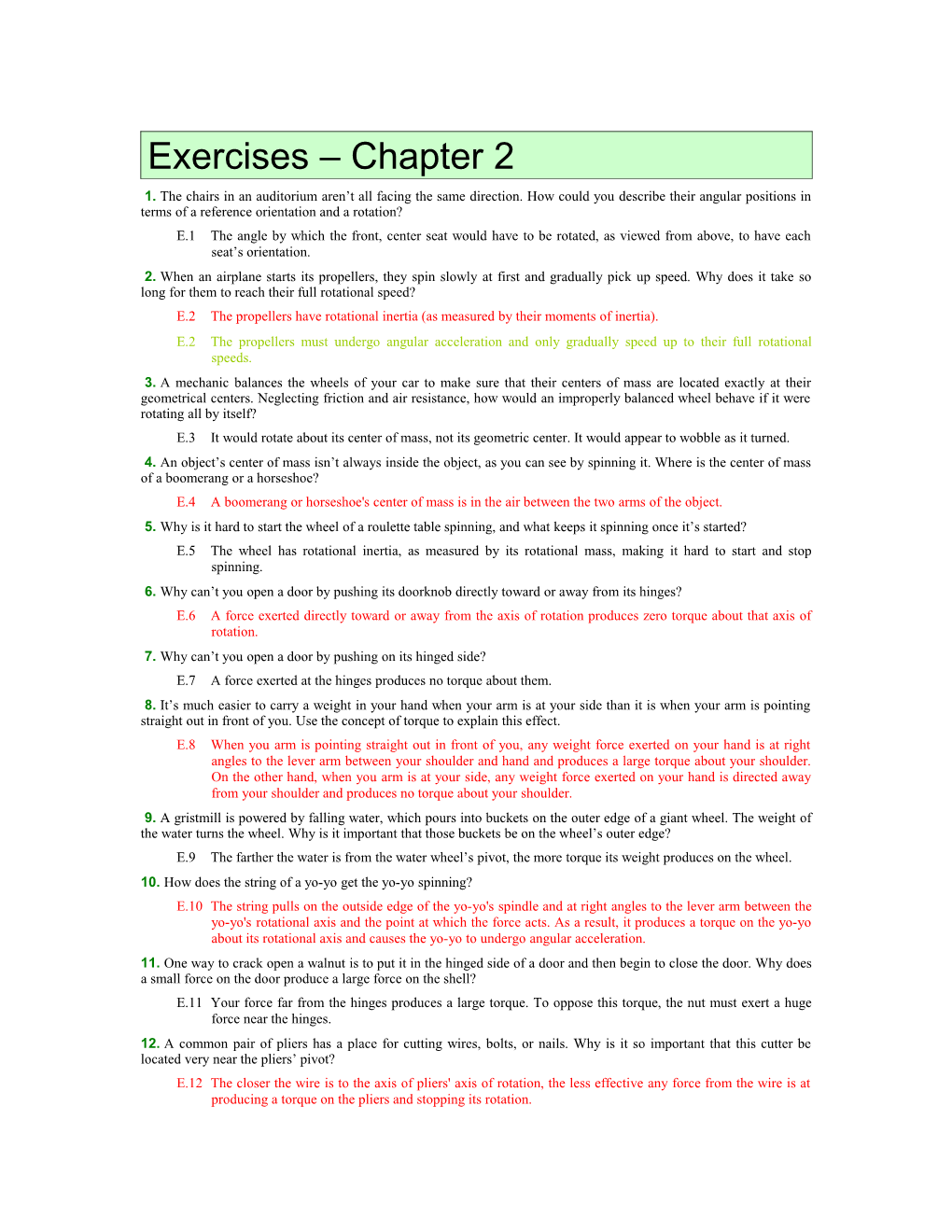 Exercises Chapter 2