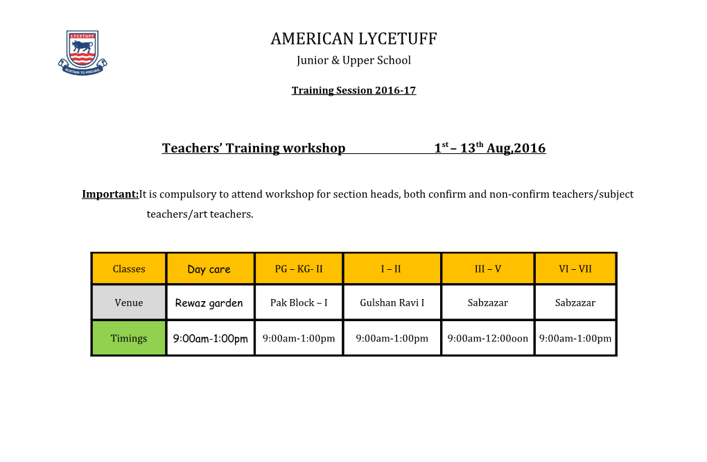 Training Session 2016-17