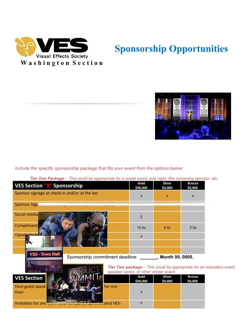 Include the Specific Sponsorship Package That Fits Your Event from the Options Below