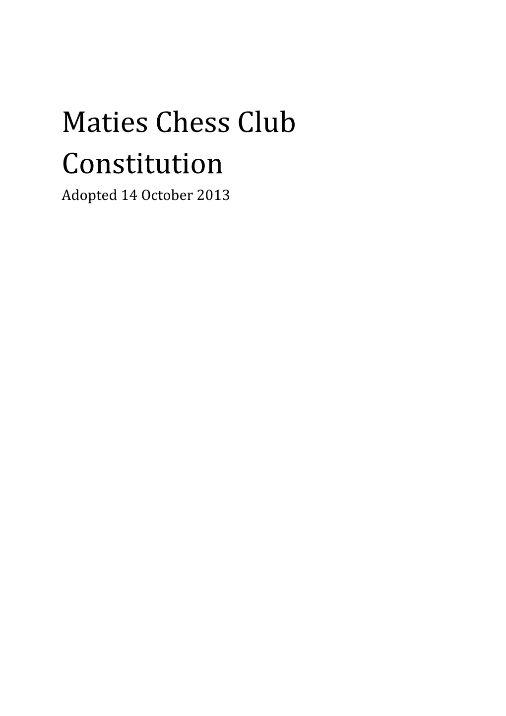Maties Chess Club Constitution